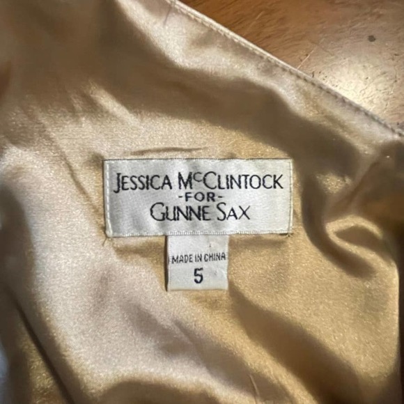 Vintage Gunne Sax Jessica McClintock Gold 90s Prom Mermaid Dress Size 5 - Picture 5 of 8